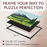 Vista 3 de Impresa Kit de marcos de exhibición para rompecabezas – Paquete de 2 marcos negros mate a presión – Fácil montaje y colgar en la pared