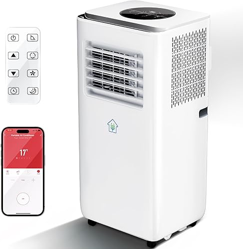 8000BTU - Aire acondicionado portátil inteligente con aplicación y control remoto, refrigeración 3 en 1, deshumidificador, ventilador para