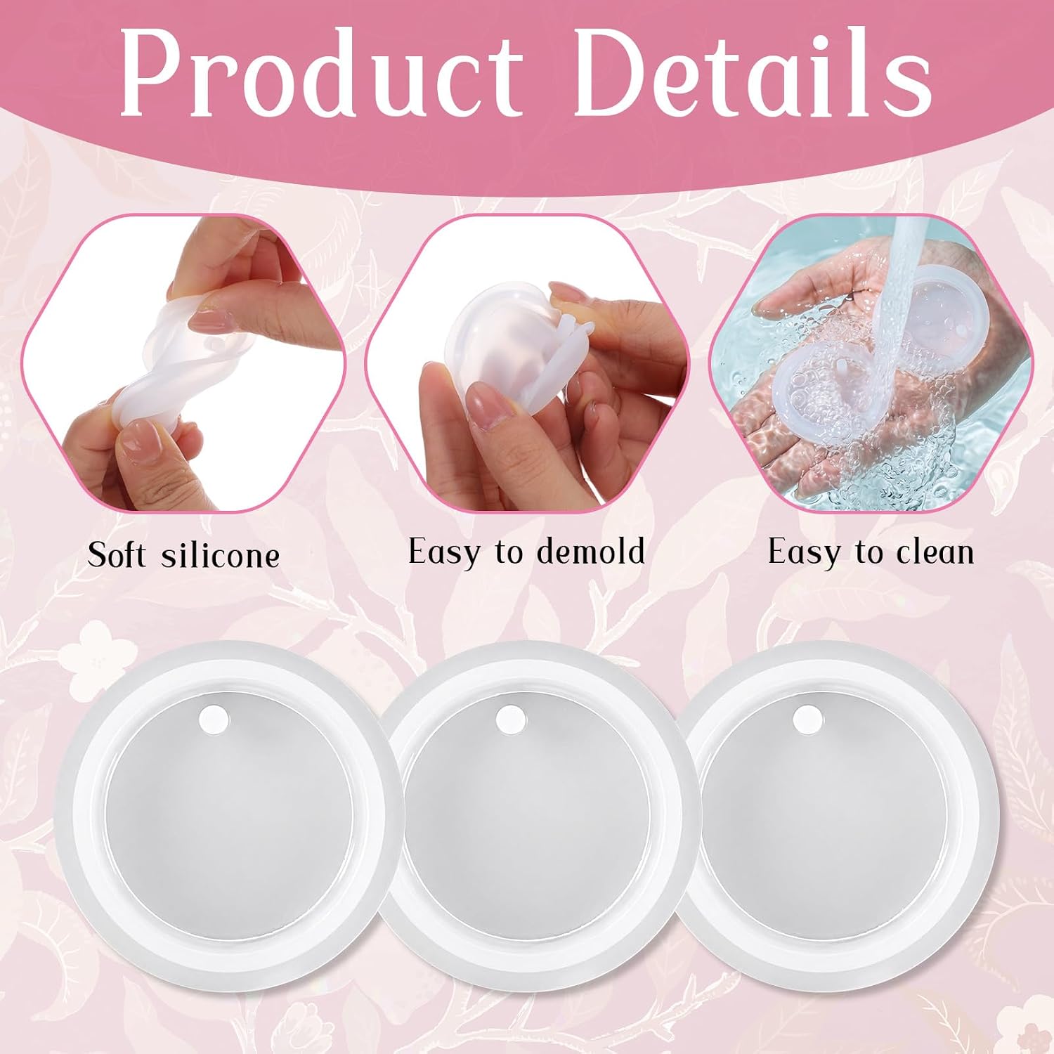 20 Pcs Resin Circle Molds 1.5 Inch Round Keychain Silicone Mold Circle Grip Mold Drilled Round Earrings Pendant Molds for Epoxy Resin DIY Casting Crafts Keychain Jewelry Making Pet Tag