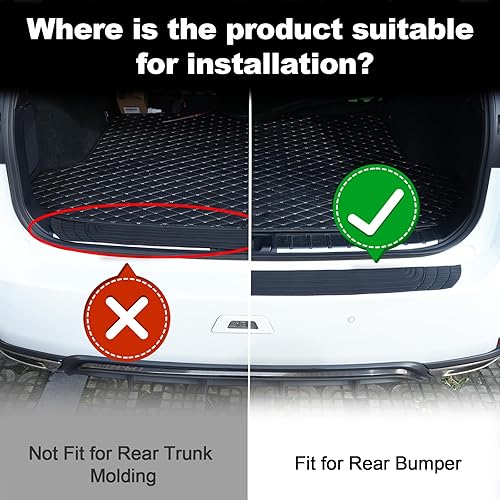 Vista 5 de SINGARO Protector de parachoques trasero de automóvil, 35.5 x 2.75 pulgadas, accesorios universales de goma antiarañazos para el exterior del Negro