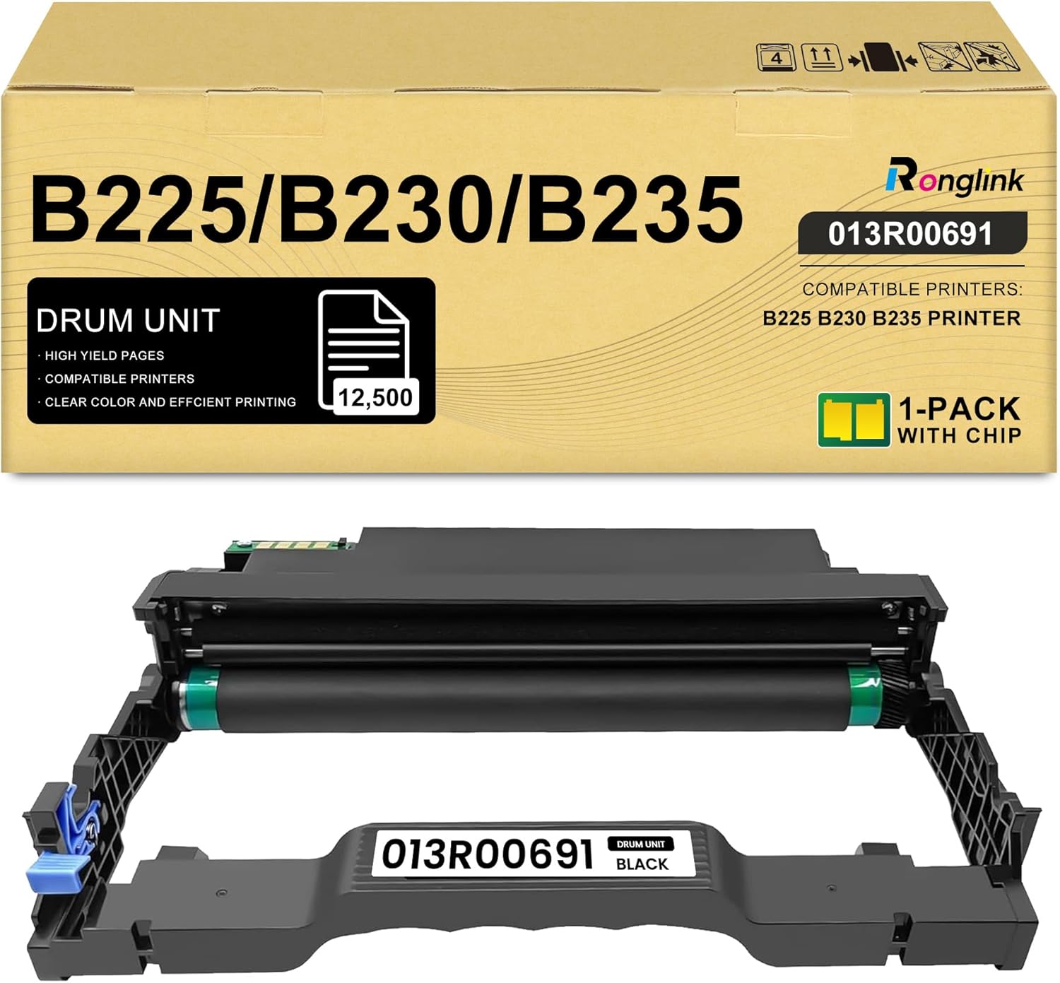 B225 B230 B235 Drum Unit Replacement for Xerox 013R00691 Imaging Unit High Yield Works with B225 B225DNI B230 B230DNI B235 B235DNI Printer Drum Cartridge (1-Pack, 12,500 Pages)