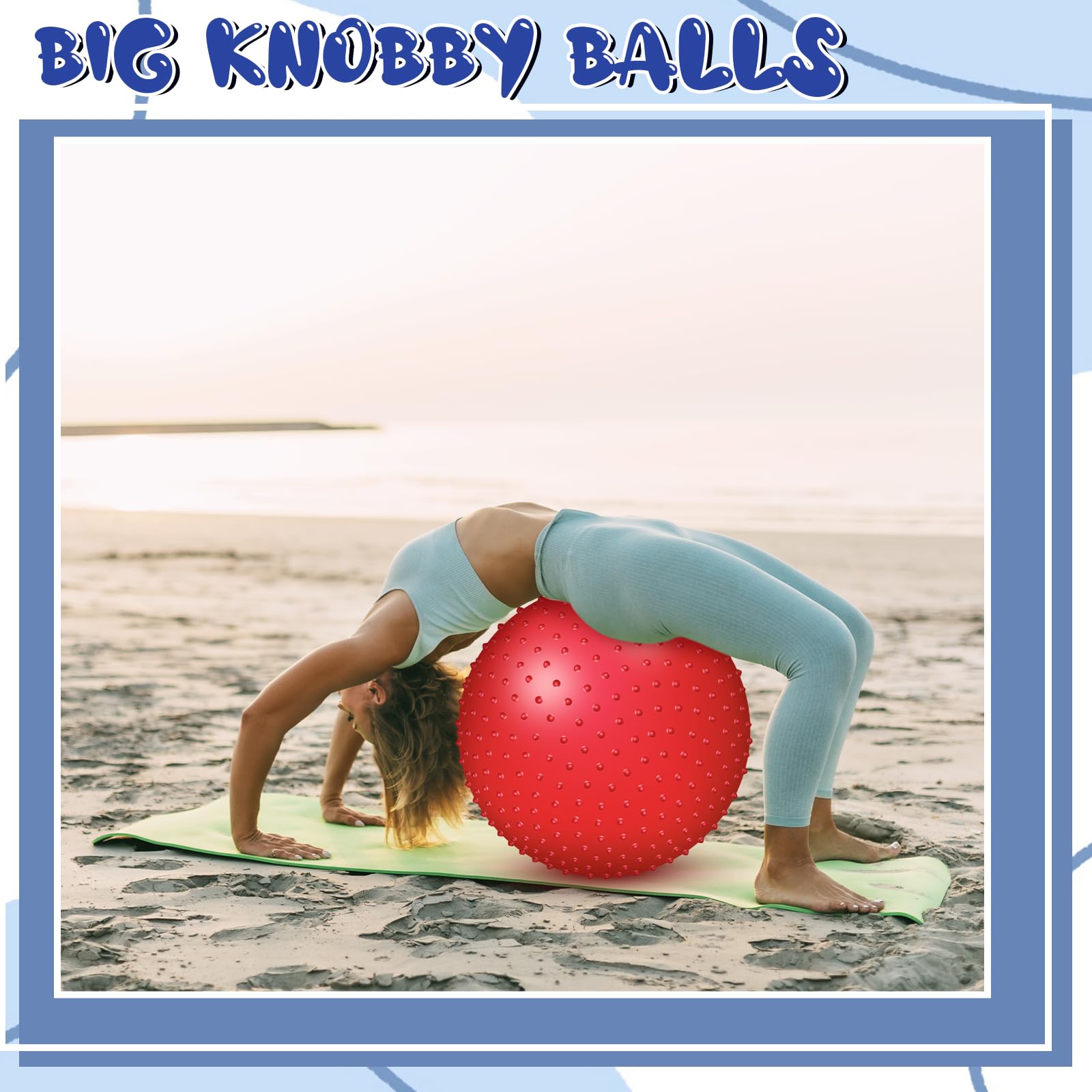Pelota de masaje sensorial grande con picos táctiles, bolas inflables grandes de 22 pulgadas con bomba de aire para niñas y niños, al aire libre, interior, piscina, playa (rojo) 7