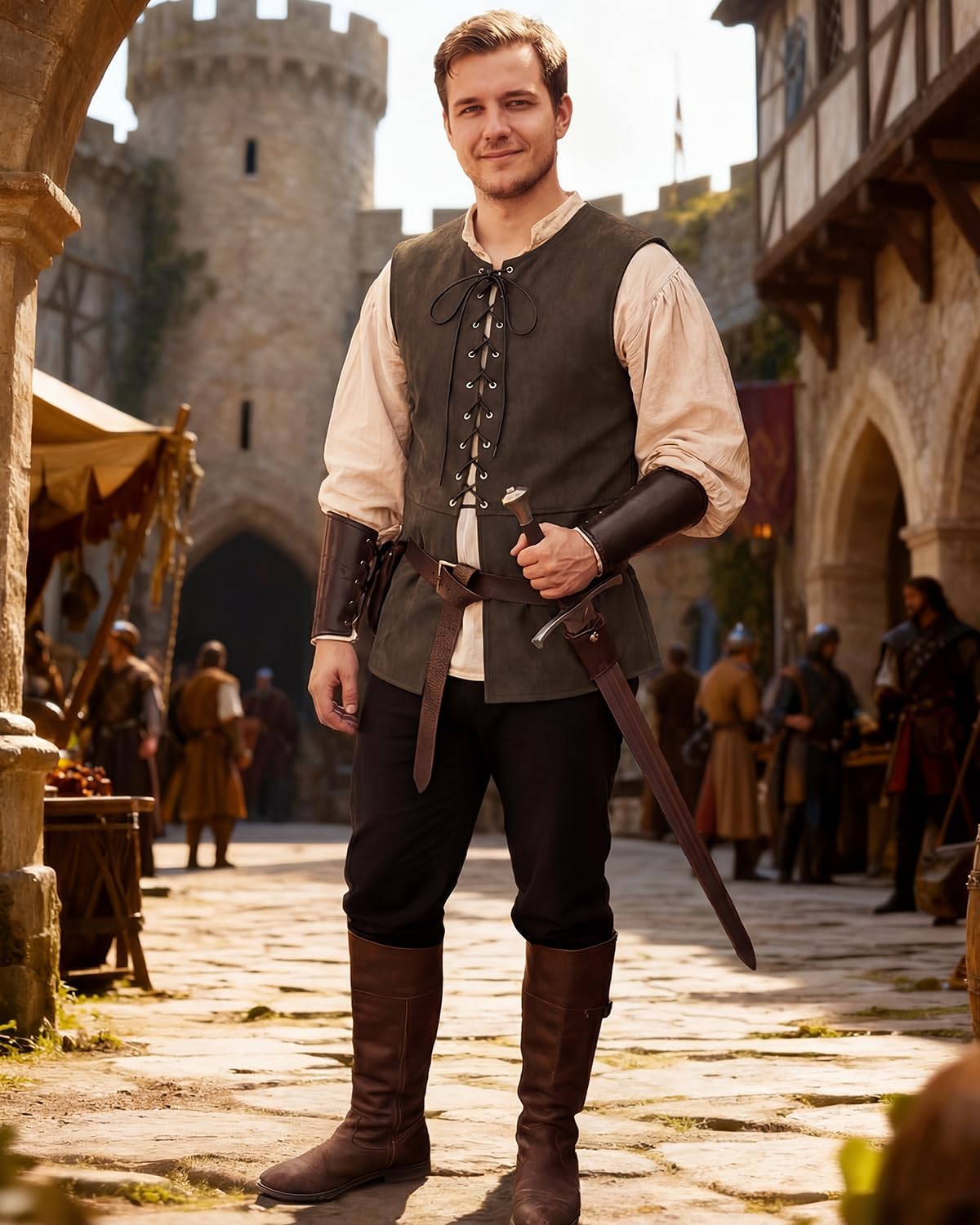 Century Star Reversible Pirate Vest Men - Renaissance Costume Men Medieval Viking Gothic Steampunk Halloween Costumes