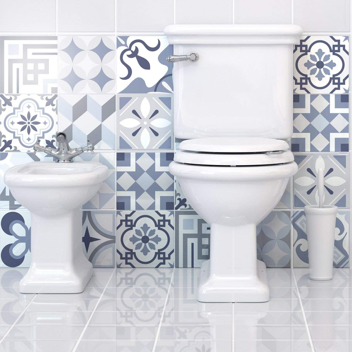 Ambiance Sticker Adesivi Autoadesivi, Decorazioni Murali, Adesivi per Piastrelle per Bagno e Cucina Ornements Splendide - 24 Piastrelle Adesive 20 x 20 cm