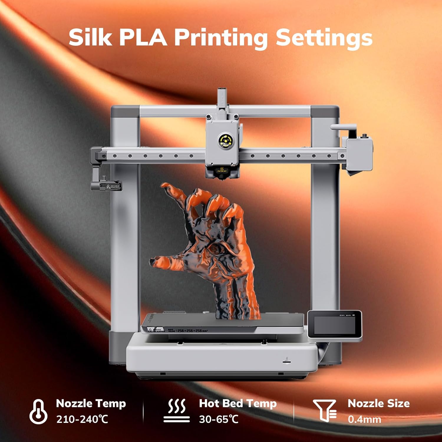 AMOLEN Silk PLA 3D Printer Filament, Dual Color Black Orange PLA 1.75mm, Shiny Color Change Filament 3D Printing PLA Filament for Most FDM 3D Printer, 1kg Spool(2.2lbs) - Image 7