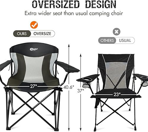 Miniatura 3 de Portal Silla de campamento de gran tamaño, silla de campamento plegable grande y alta, sillas de césped portátiles, resistentes y plegables XXL,