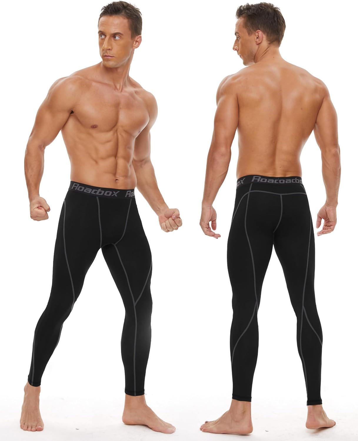 Roadbox 3 Pack Compression Pants Men, Performance Running Workout Sports Leggings, Gym Basketball Athletic Tights Base Layer - Image 3