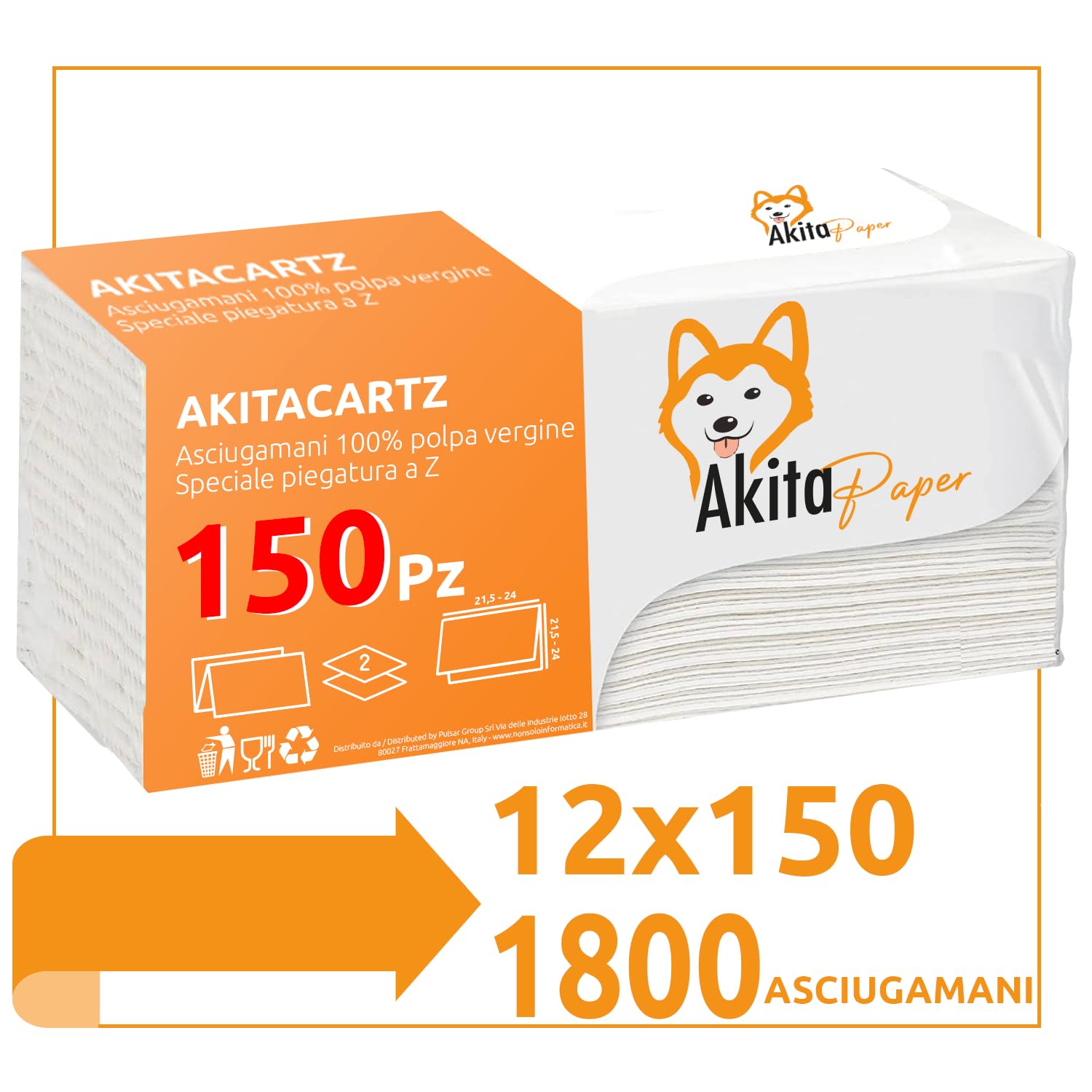 Asciugamani Di Carta Piegati A V - Confezione Da 15 Pezzi (210 Fogli X 15) Totale 3150 Fogli - Bianco - Foto 8