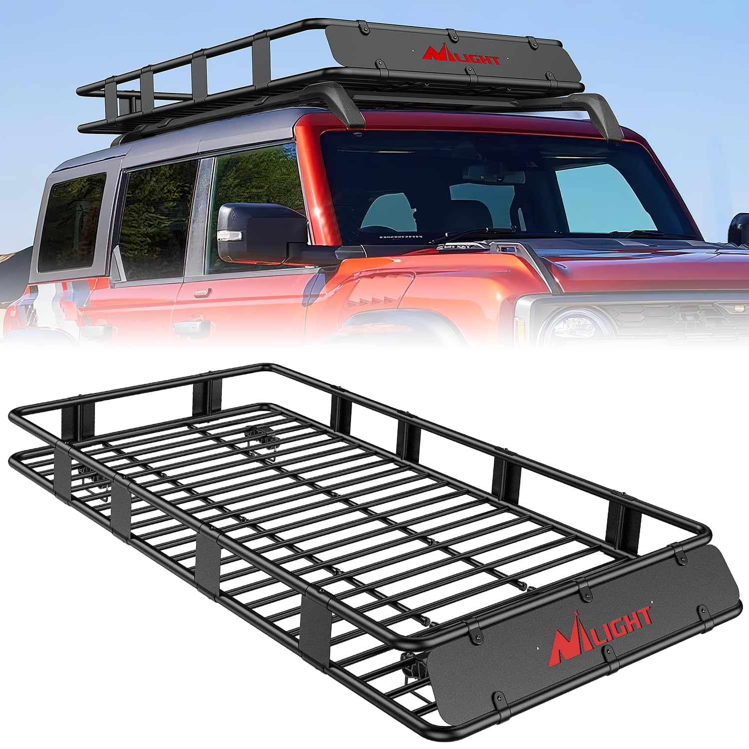 Nilight 84" x 39" x 6" Universal Roof Rack Cargo Basket | Rooftop Cargo Carrier, Luggage Holder for Vehicle, Max 250LBS Capacity, Fits SUV and Truck, Perfect for Travel