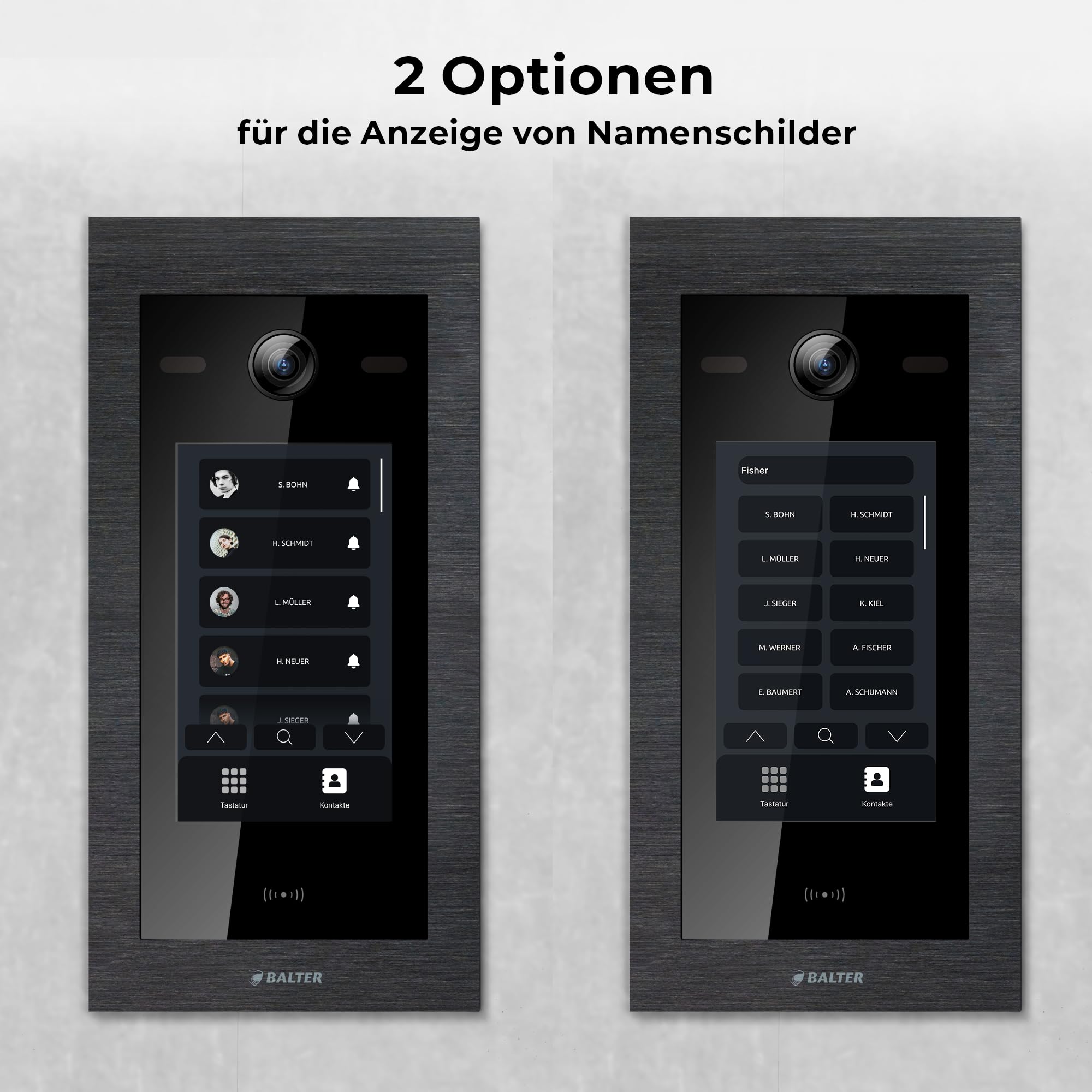 Balter EVO-HD Video Türsprechanlage mit Touchscreen Türstation, Video Türklingel, Smartphone App, 1 Familienhaus, 2X 7 Zoll Monitore, Türklingel mit Kamera Full HD, 2 Draht Bus, 175° Weitwinkel, RFID