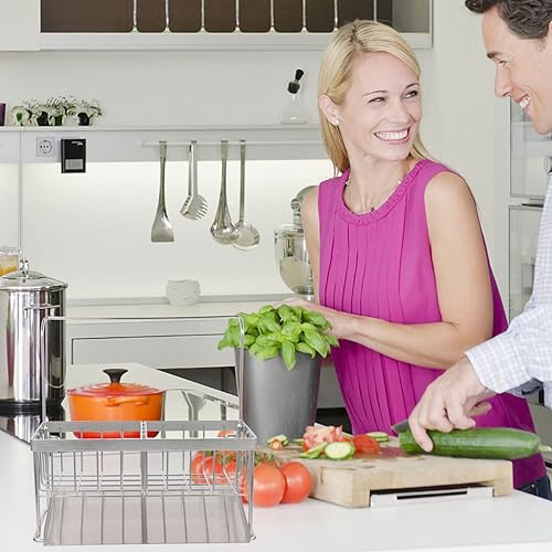 Miniatura 9 de Veemoon Escurridor de platos de acero inoxidable sobre el fregadero escurridor de platos en el fregadero o en el mostrador organizador de