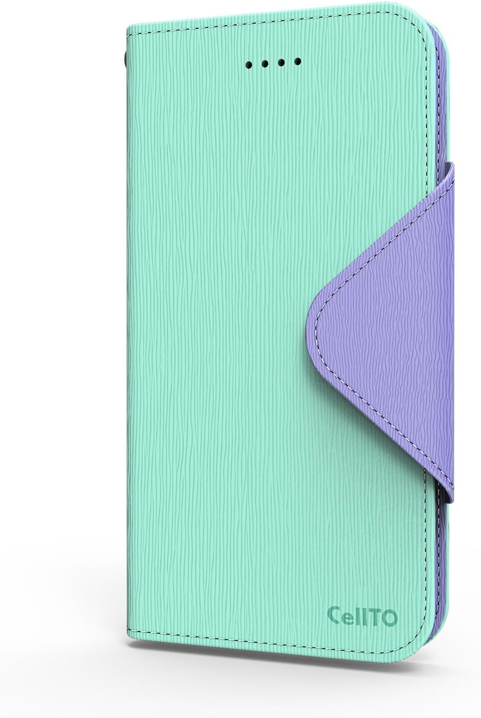iPhone 6S Plus Case, Cellto PU Leather Wallet Cover Stand and Reversible Magnetic Flap Flip Cover for iPhone 6 Plus (2014) / 6S Plus (2015) - Mint/Purple