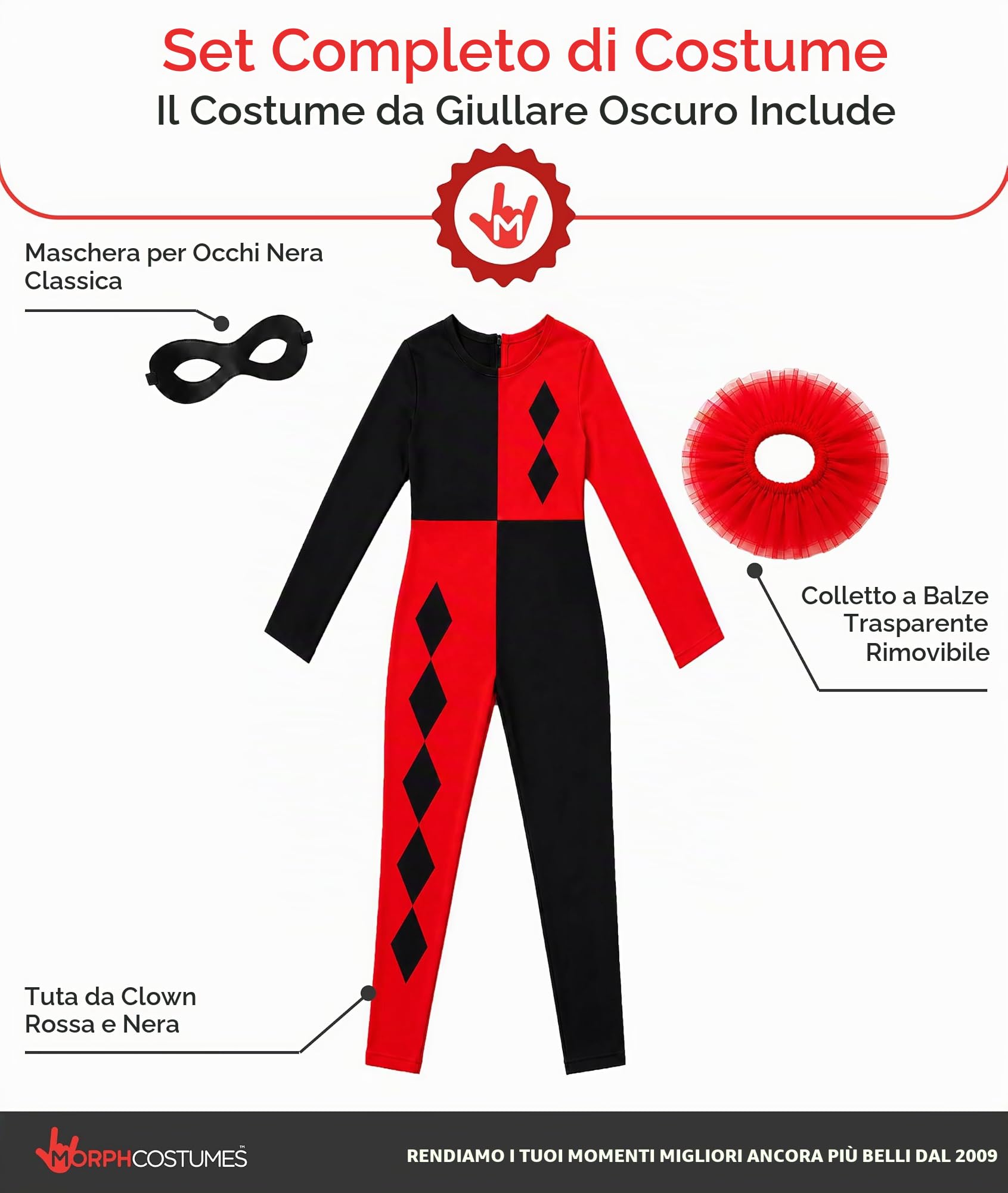Fun Shack Costume Arlecchino Donna, Costume Clown Halloween Donna