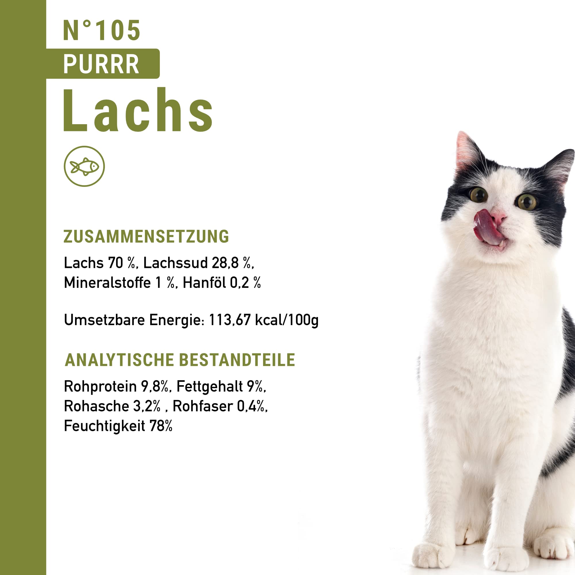 catz finefood Purrrrr Łosoś Monoprotein mokra karma dla kotów nr 105 dla kotów wrażliwych na odżywianie, 6 x 750 g