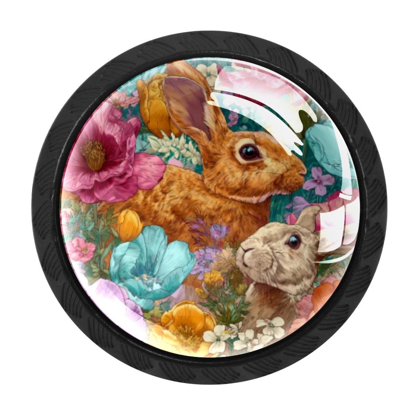 Chenzzzz Multicolored 08 4 Pieces Kitchen Cabinet Knobs Easter Rabbits Floral (53) Drawer Knobs Dresser Knobs Drawer Pulls Door Knobs Dresser Drawer Handles Knobs For Dresser Drawers