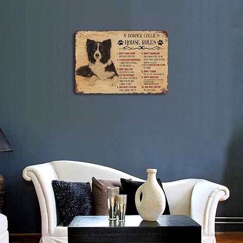 Miniatura 2 de Funny Dog Rules Metal Tin Sign A Border Collie's House Rules Wall Art Rustic Farmhouse Dog Signs With Sayings For Home Decor Gifts For Dog Lovers