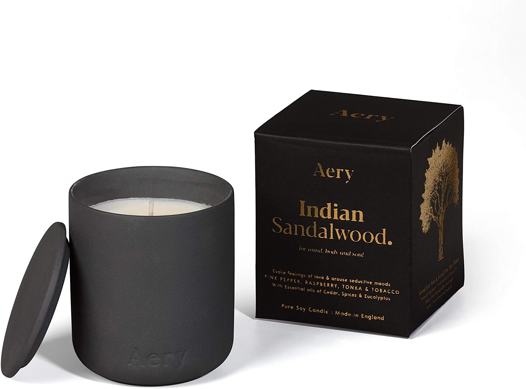 Aery Fernweh Candle, Indian Sandalwood,Black,One size,280g