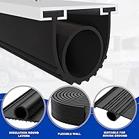 Vista 2 de DGSL Sellos para puerta de garaje de goma inferior, burlete de repuesto, universal resistente a la intemperie (negro, 10 pies)