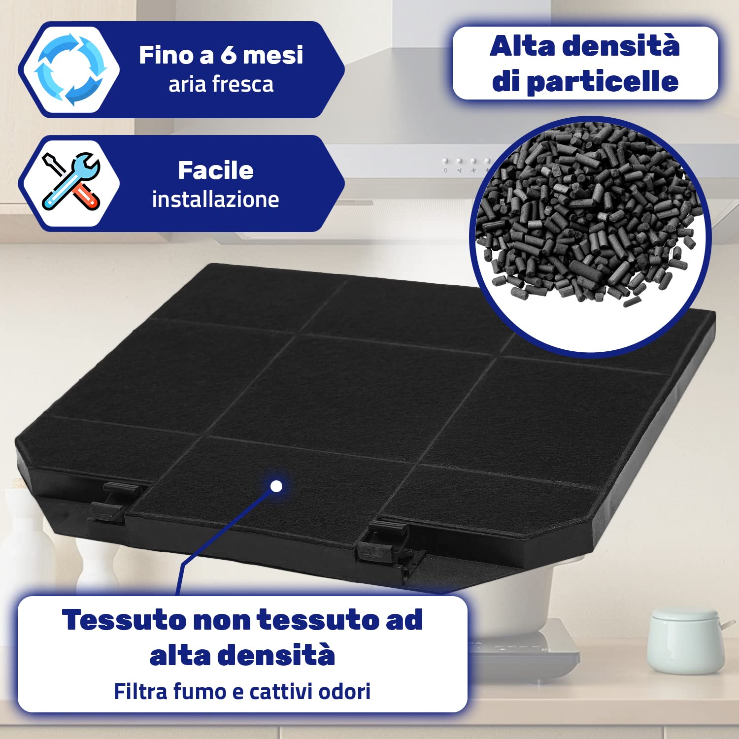 Filtro Carbone Attivo Per Cappa Cucina – 265 X 235 X 15 Mm – Compatibile Con Electrolux, Franke, Faber, Elica, Whirlpool, Hotpoint E Altri – Monteral Garanzia 10 Anni
