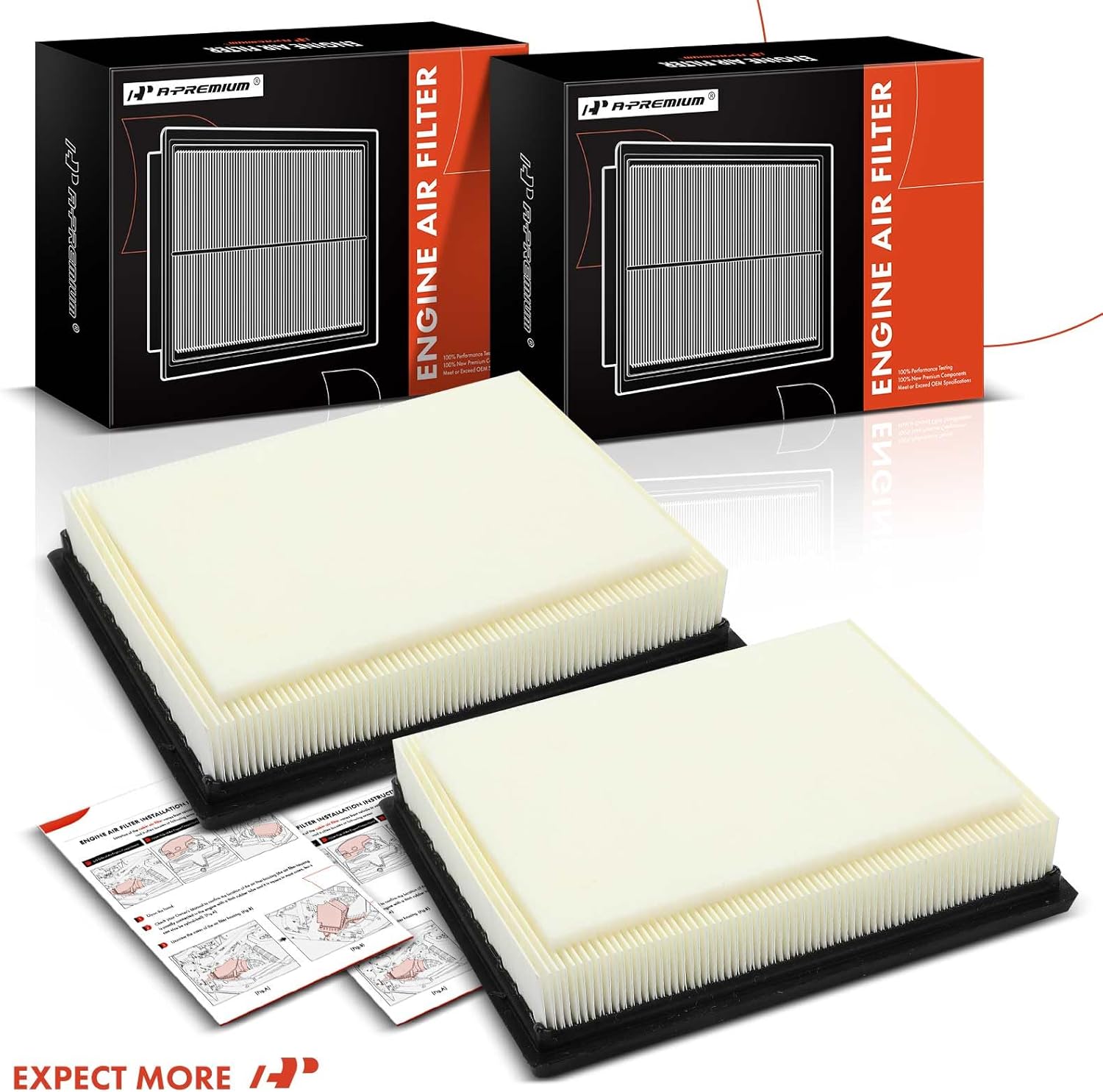 A-Premium 2-PC Engine Air Filter Compatible with Nissan Z 2023 2024, 3.0L