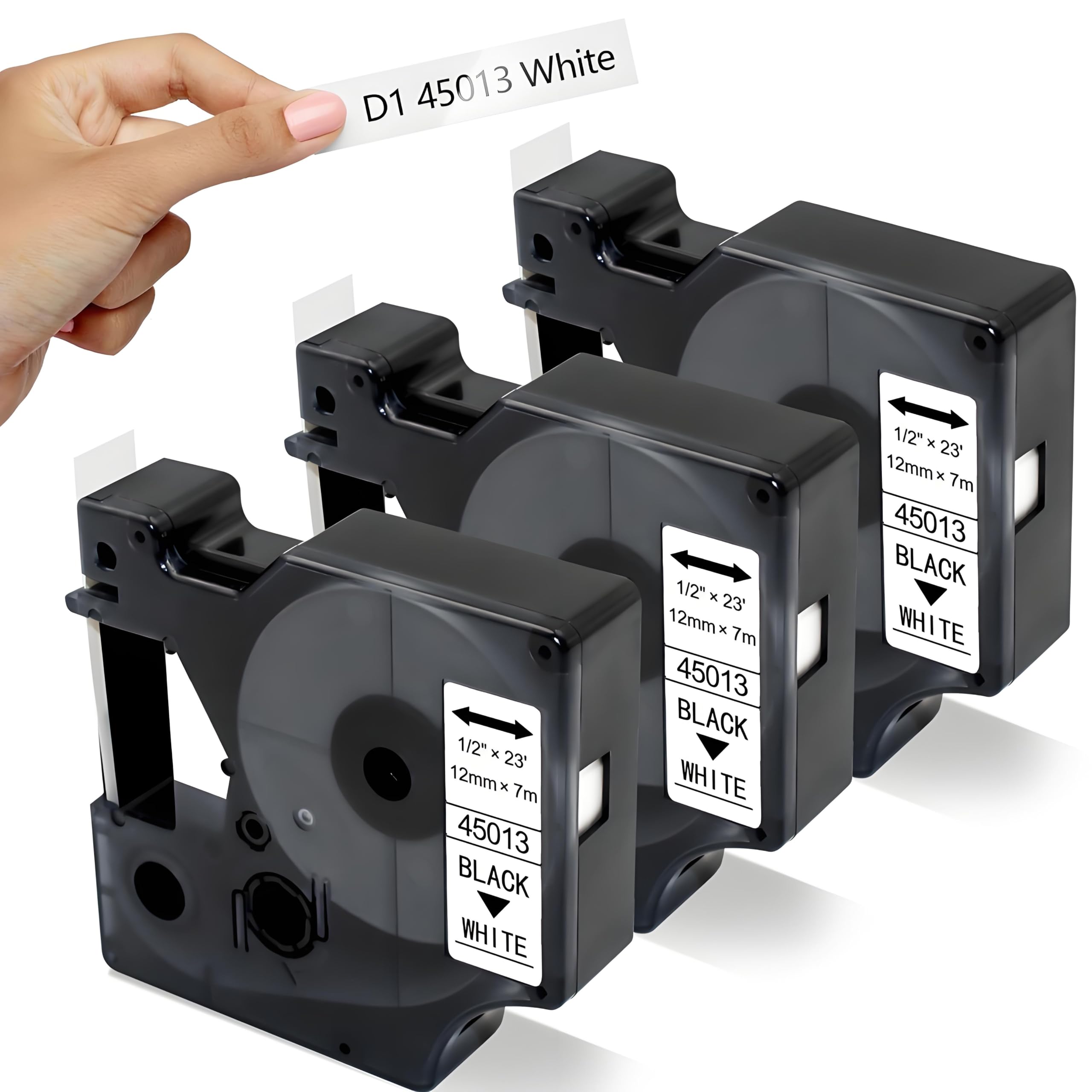 Compatible for Dymo D1 Label Tape 12mm x 7m 45013 S0720530, Compatible Dymo Label Manager 160