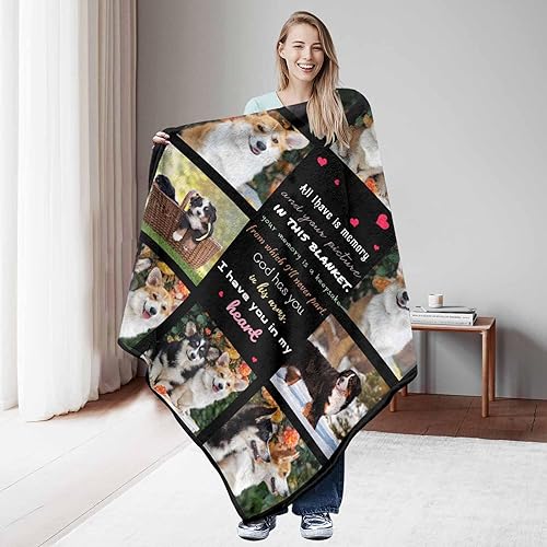 Miniatura 4 de Manta personalizada con fotos, texto, mantas personalizadas para adultos, niños, cumpleaños, bodas, Navidad, Halloween, familia, padre, madre, día