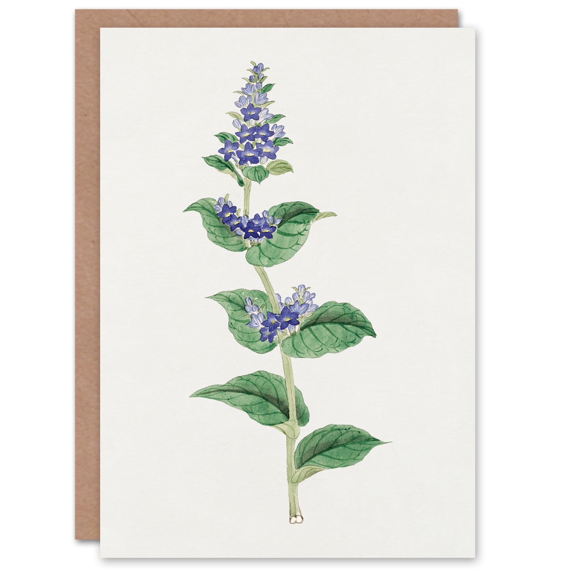 Artery8 Vintage Japanese Botanical Art Card Gentian Flower