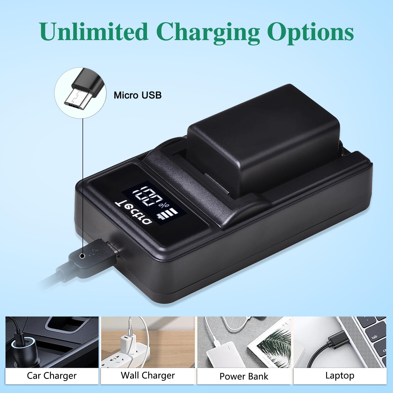 DSTE DMW-BMB9 - Batería de Iones de Litio (2 Unidades) y Cargador Micro USB Compatible con Panasonic Lumix DMC-FZ40 DMC-FZ45 DMC-FZ47 DMC-FZ48 DMC-FZ60 DMC-FZ62 DMC-FZ70 DMC-FZ72 DMC-FZ80 DMC-FZ100