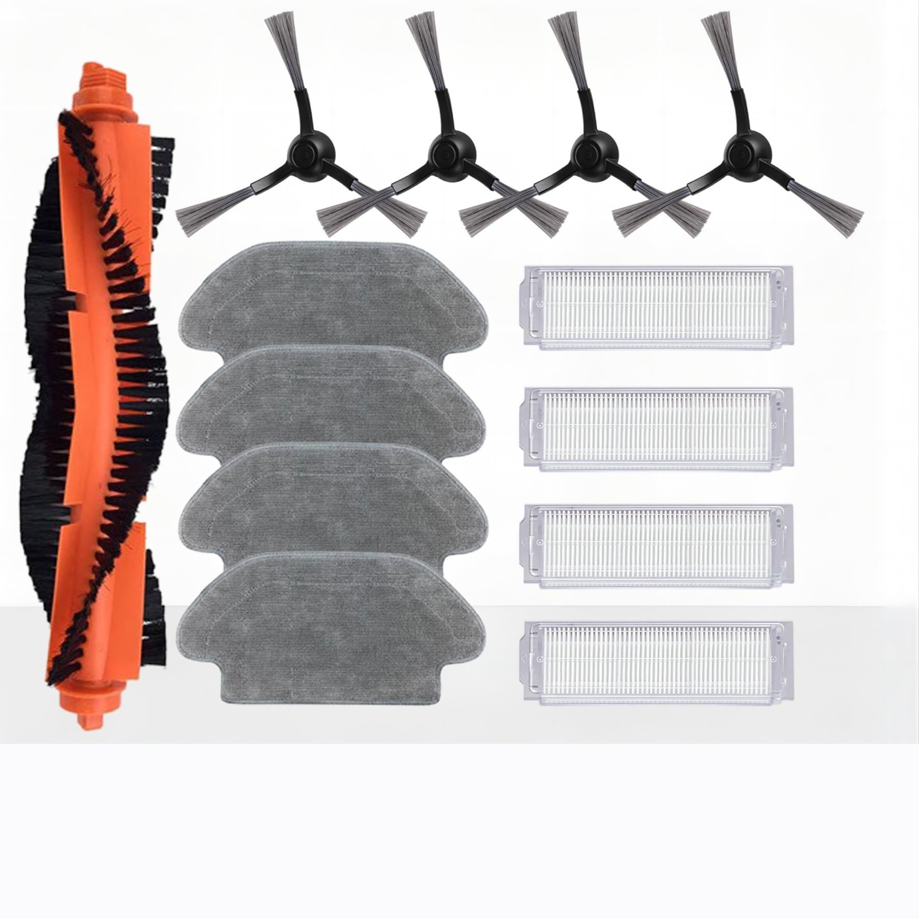 Compatible con el Robot Aspirador Xiaomi S10, S12, T12, B106GL, Mop 2S, XMSTJQR2S, 3C B106CN Piezas de Repuesto: Cepillo Lateral Principal, Filtro HEPA, paño de fregona(13pcs)