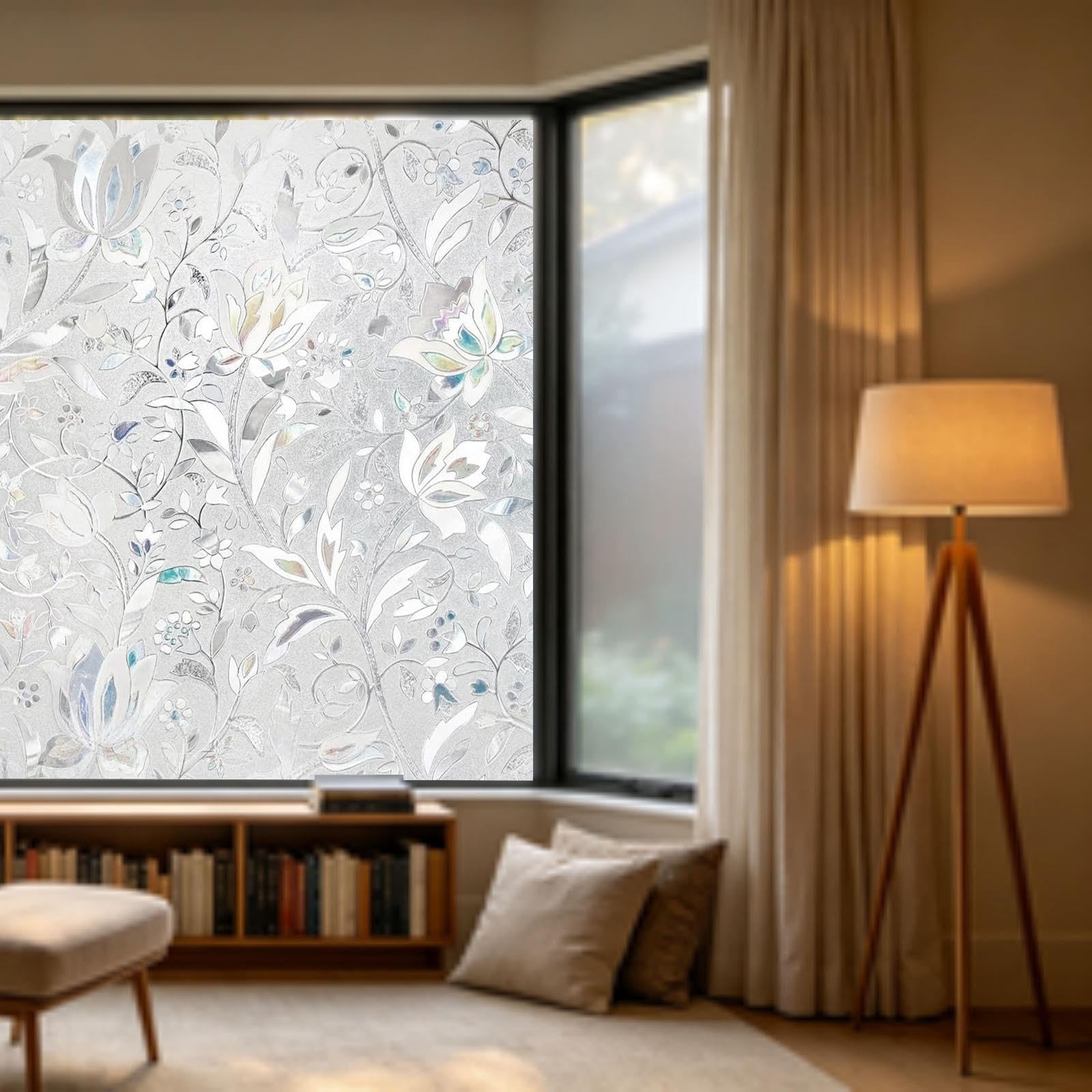 Pellicola Privacy Finestre Autoadesive Anti-UV Opaca Pellicola Smerigliata Per Finestre Vetri Senza Colla Riutilizzabile Per Ufficio Bagno Camera Da Letto Sala Di Riunione(C,75x300cm)