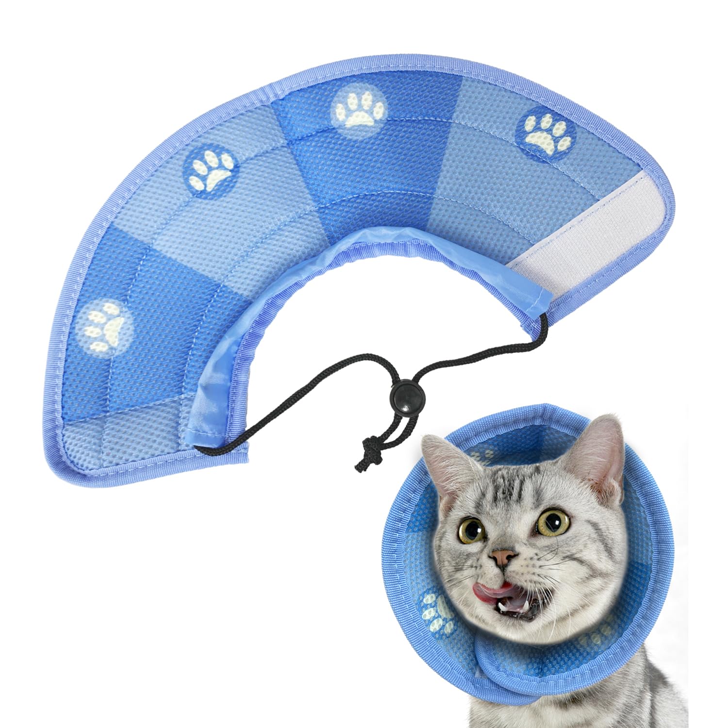 1 pieza de cubierta cónica para la cabeza, collar de recuperación suave para mascotas, collar de recuperación ajustable para gatos, adecuado para gatos y perros pequeños, recuperación quirúrgica