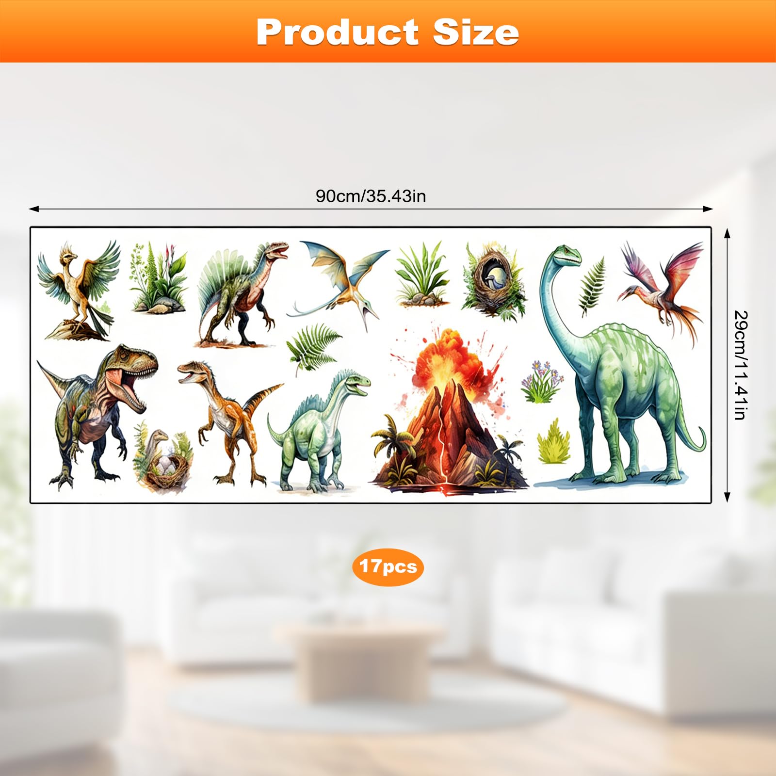 Watercolor Dinosaur Wall Stickers, Dinosaur Wallpaper - Image 3