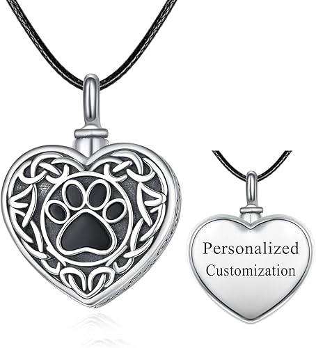 Miniatura 10 de Dreamboat Heart Urn Necklace for Dog Ashes Sterling Silver Pet Cremation Pendant Necklaces Celtic Knot Paw Print Ash Keepsake Jewelry for Women Men