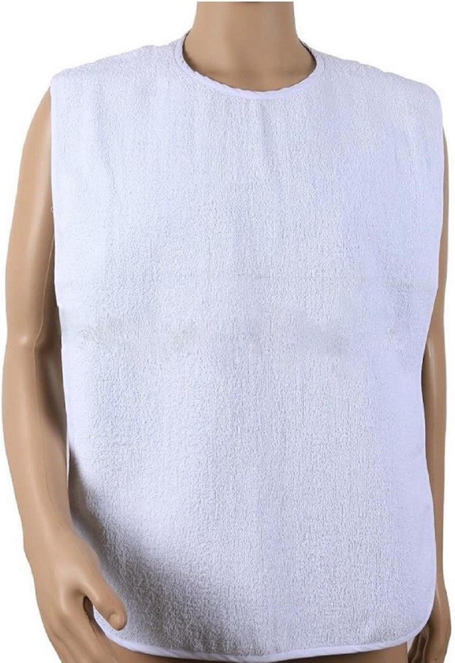 Terry Adult Bib, White (2Pk)