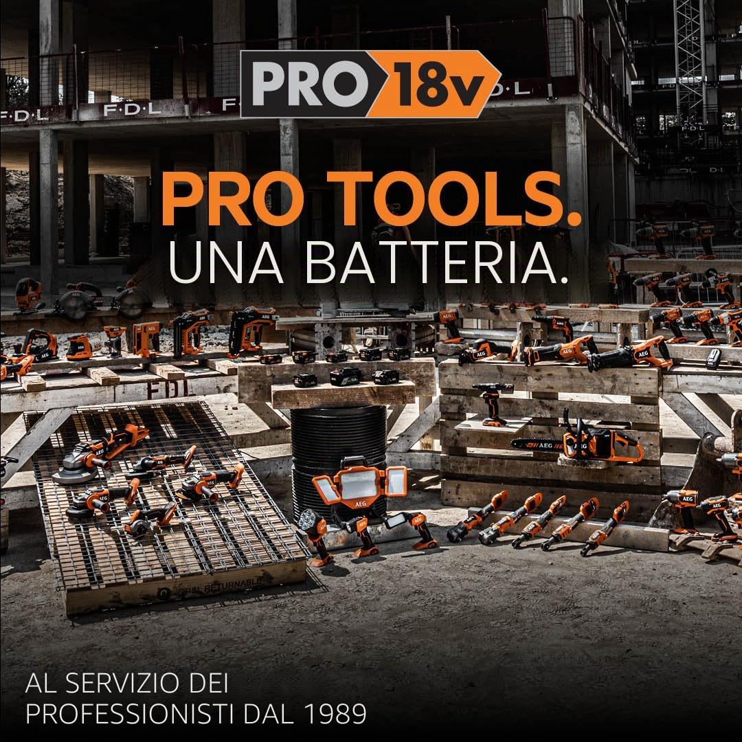 AEG - Trapano avvitatore a percussione 18 volt senza fili SUBCOMPACT BRUSHLESS [PRO18V], 65 Nm, 2 velocità 450rpm - 1750 rpm (senza batteria o caricabatterie) - BSB18SBL2-0