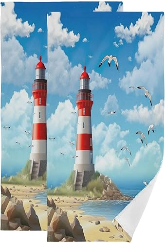 Nesatuwa Paquete de 2 toallas de mano Lighthouse ultra suaves y altamente absorbentes, toallas de mano decorativas para baño, cocina, ducha, spa, disponible en Yaxa Colombia
