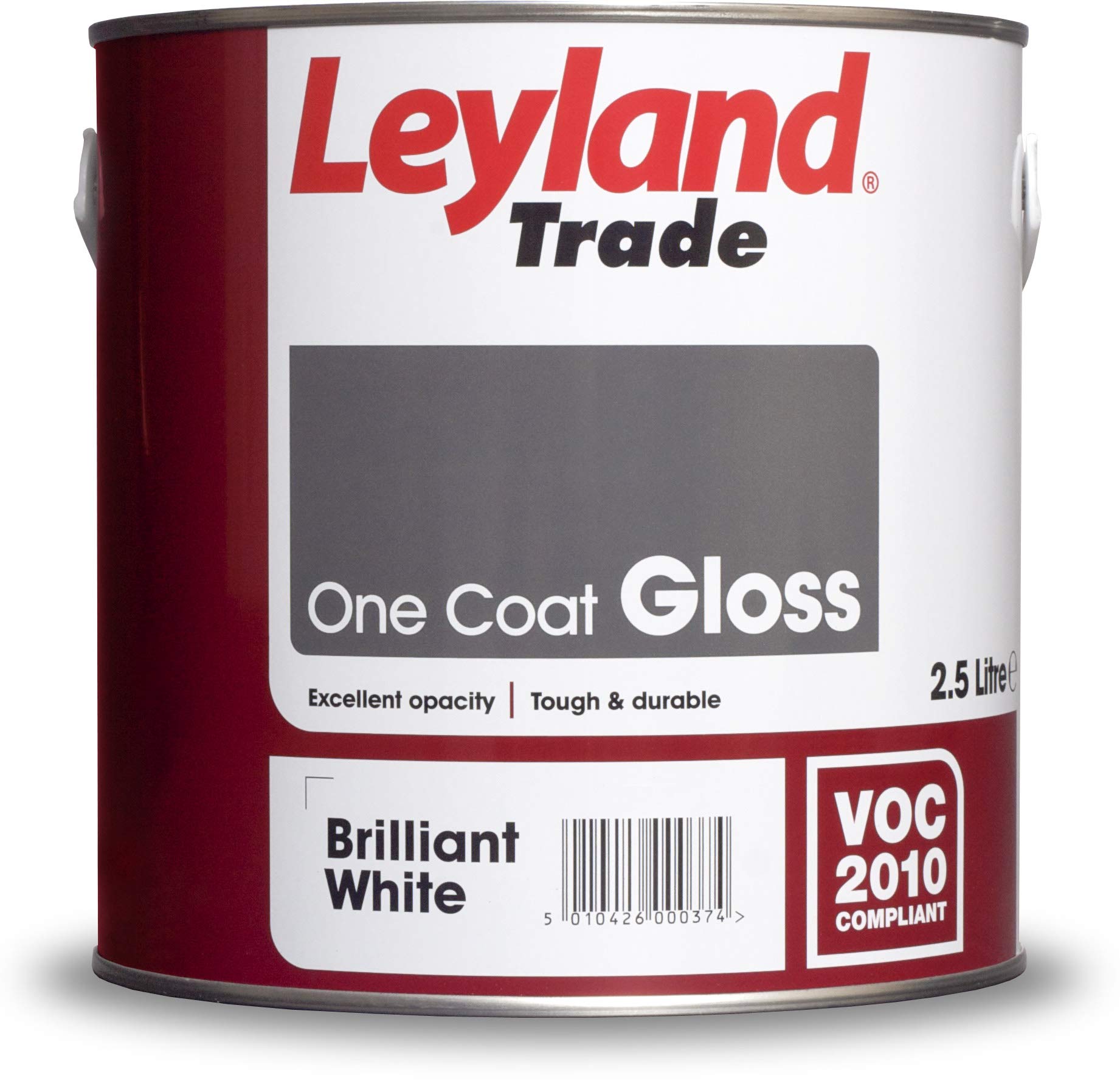 Leyland Brilliant White Trade One Coat Gloss Paint - 2.5L
