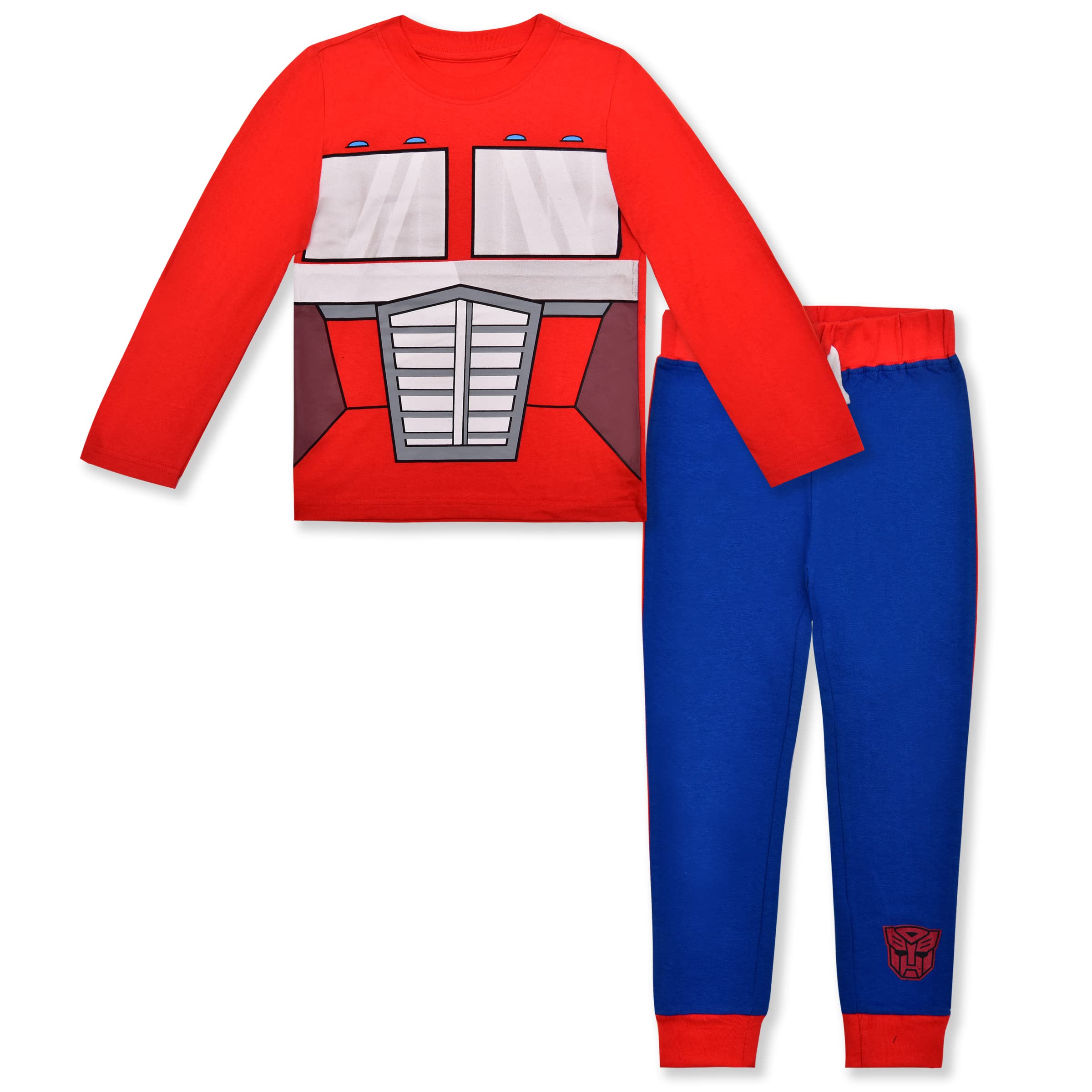 Hasbro Transformers Boys’ Long Sleeve Shirt and Jogger Pants Set for Little Kids - Red/Navy/Yellow/Grey