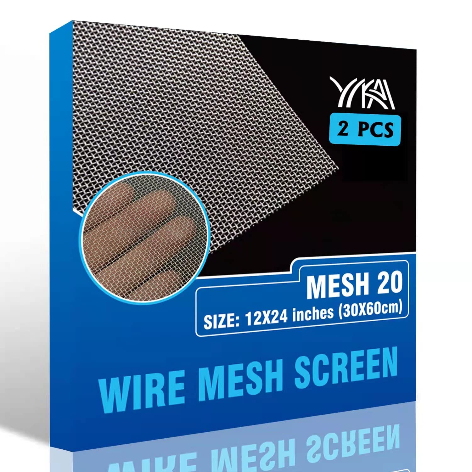 Yikai 304 Stainless Steel Mesh Screen Type Mesh 20 Wire 12"X 24" (30cm X 60cm) Woven Vent Mesh, Metal Wire Mesh for Air Ventilation, Door, Shower Drain and Cabinet (2PCS)