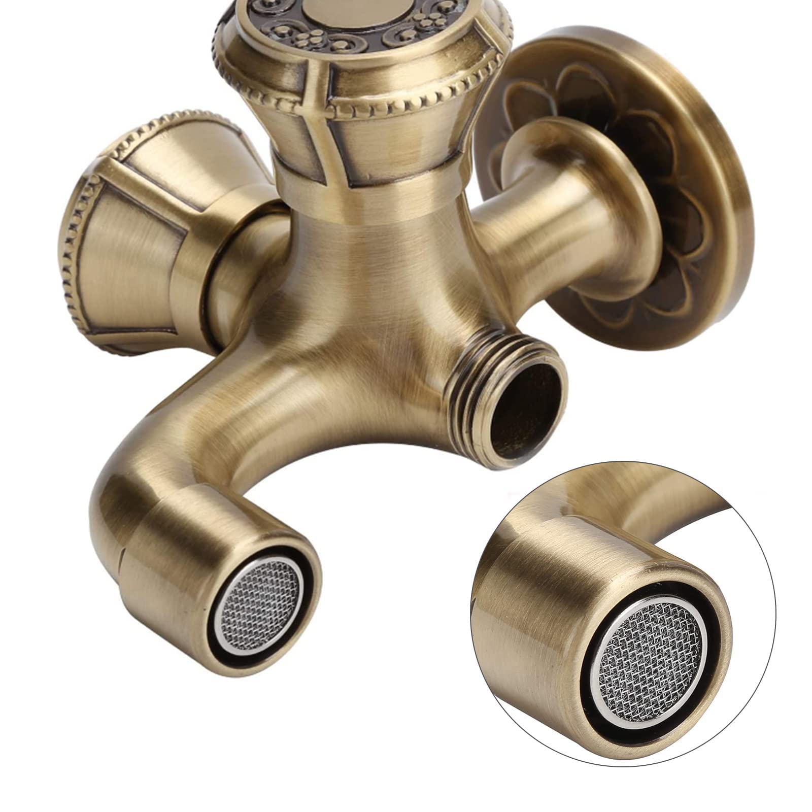 G1/2 Rubinetto Giardino a Parete, Retrò Rubinetti da Esterno Maniglia a Leva in Ottone Bagno Lavatrice Rubinetto Acqua Fredda per Giardino Esterno