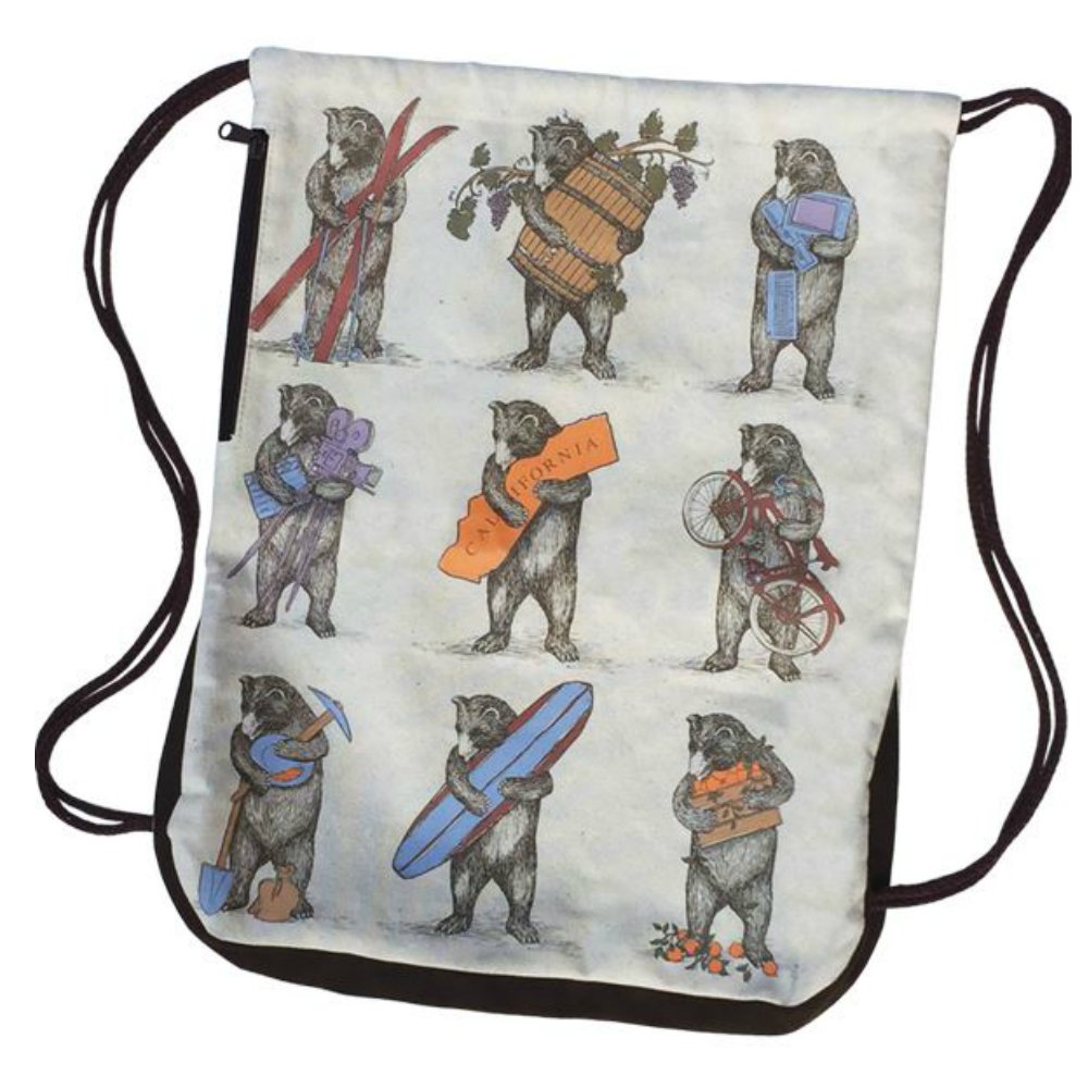 California Nine Bear Drawstring Backpack Souvenir and Gift