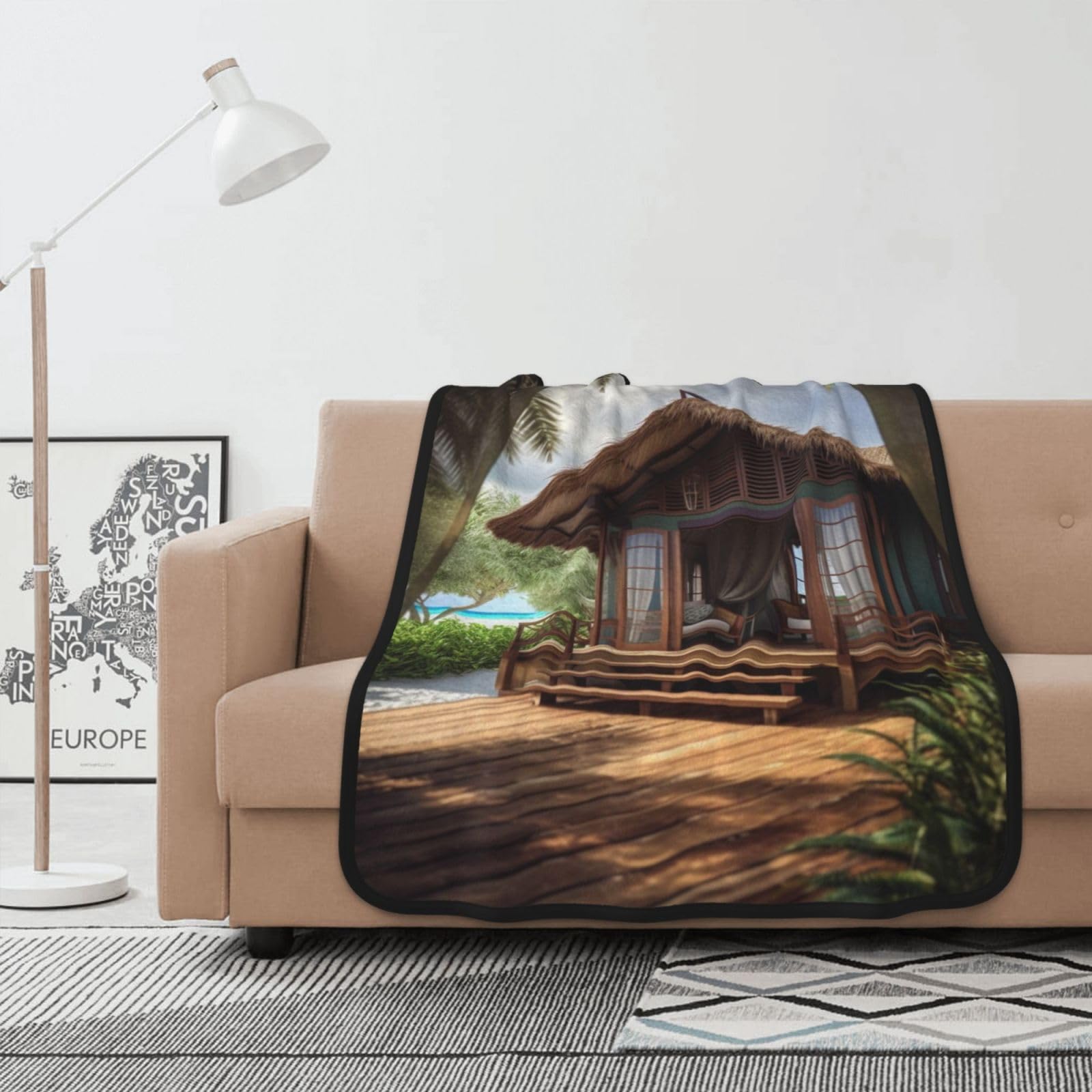 Couverture polaire 102 x 127 cm jeté de canapé en flanelle double face confortable