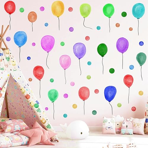Miniatura 7 de Calcomanías de pared de globos de colores para despegar y pegar, calcomanías de ventana de globos grandes, calcomanías de pared de lunares