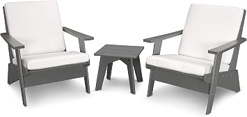 POLYWOOD Riviera Modern Lounge 3-Piece Set in Slate Grey/Natural