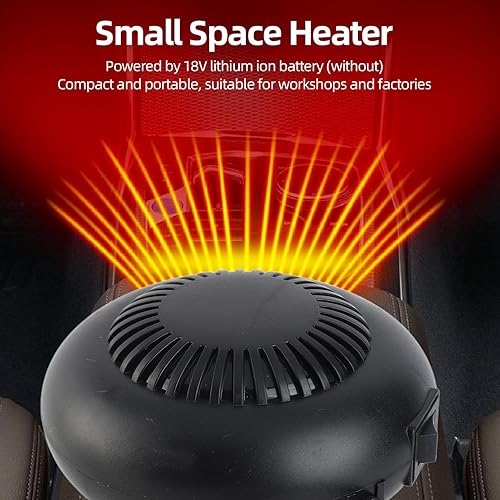 Miniatura 3 de lyrlody Ventilador de calentador portátil alimentado por batería 18V iones de litio 2 ajustes de temperatura 30-80 Calentador eléctrico compacto