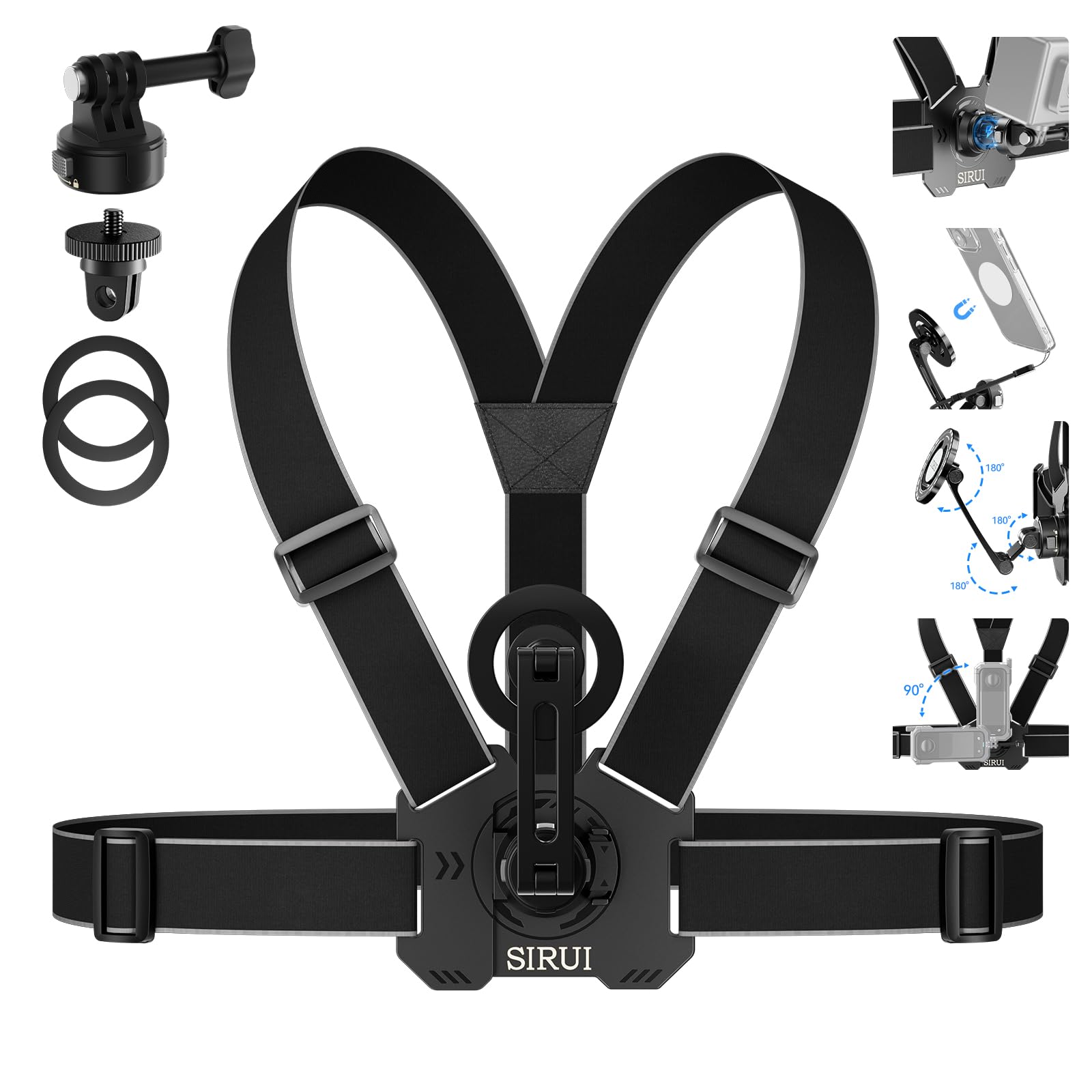 Soporte de pecho ajustable Sirui para cámara de acción deportiva GoPro 8