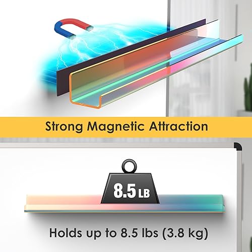 Miniatura 17 de NiHome Paquete de 2 estantes magnéticos de acrílico de 17 pulgadas para pizarra blanca, pantalla de imágenes grandes, elegantes estantes para Negro