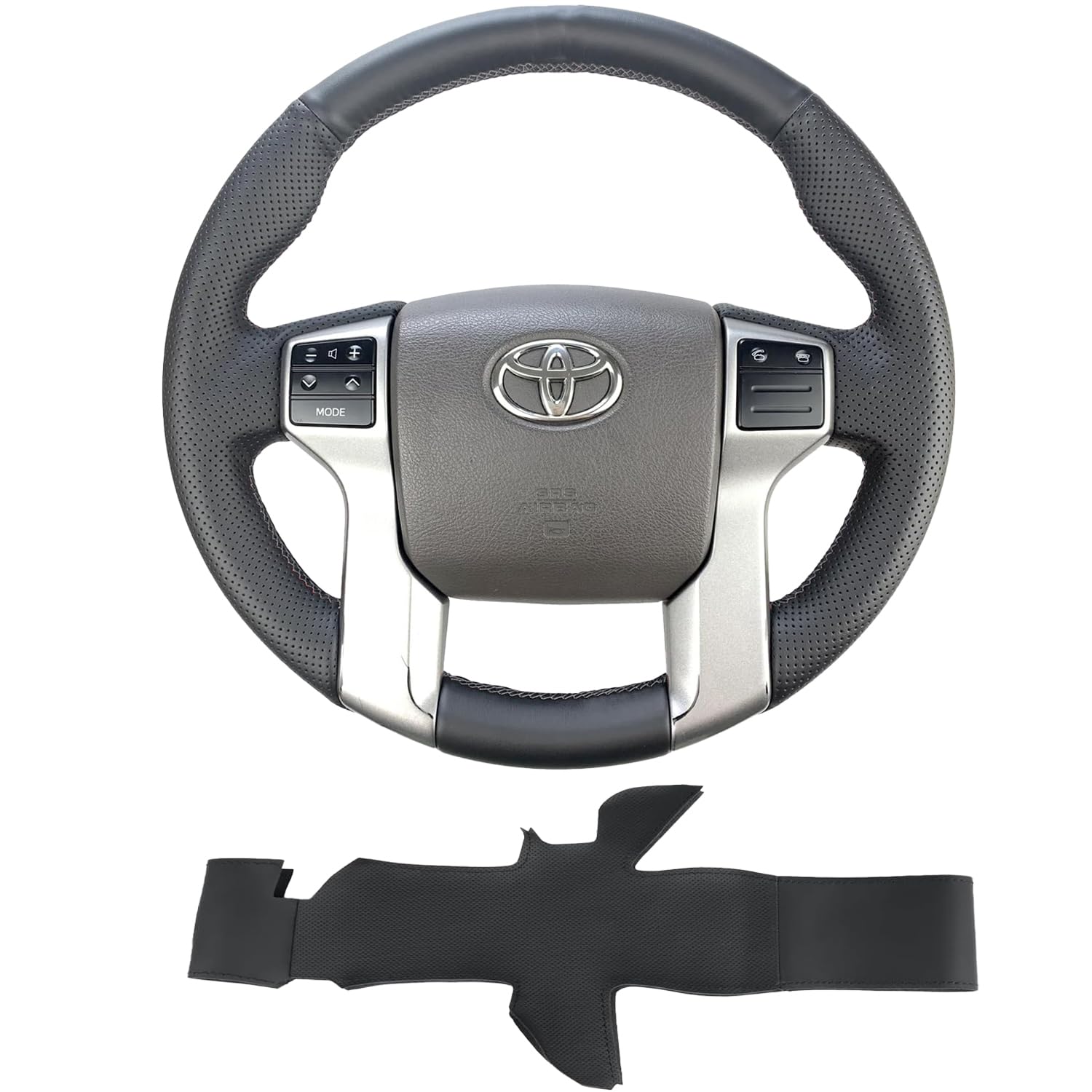 Photo 1 of Hand Stitch Steering Wheel Cover Customized Fit for Toyota Tacoma 2012-2021, 4Runner 2010-2021, Tundra Sequoia 2014-2021 Black Leather