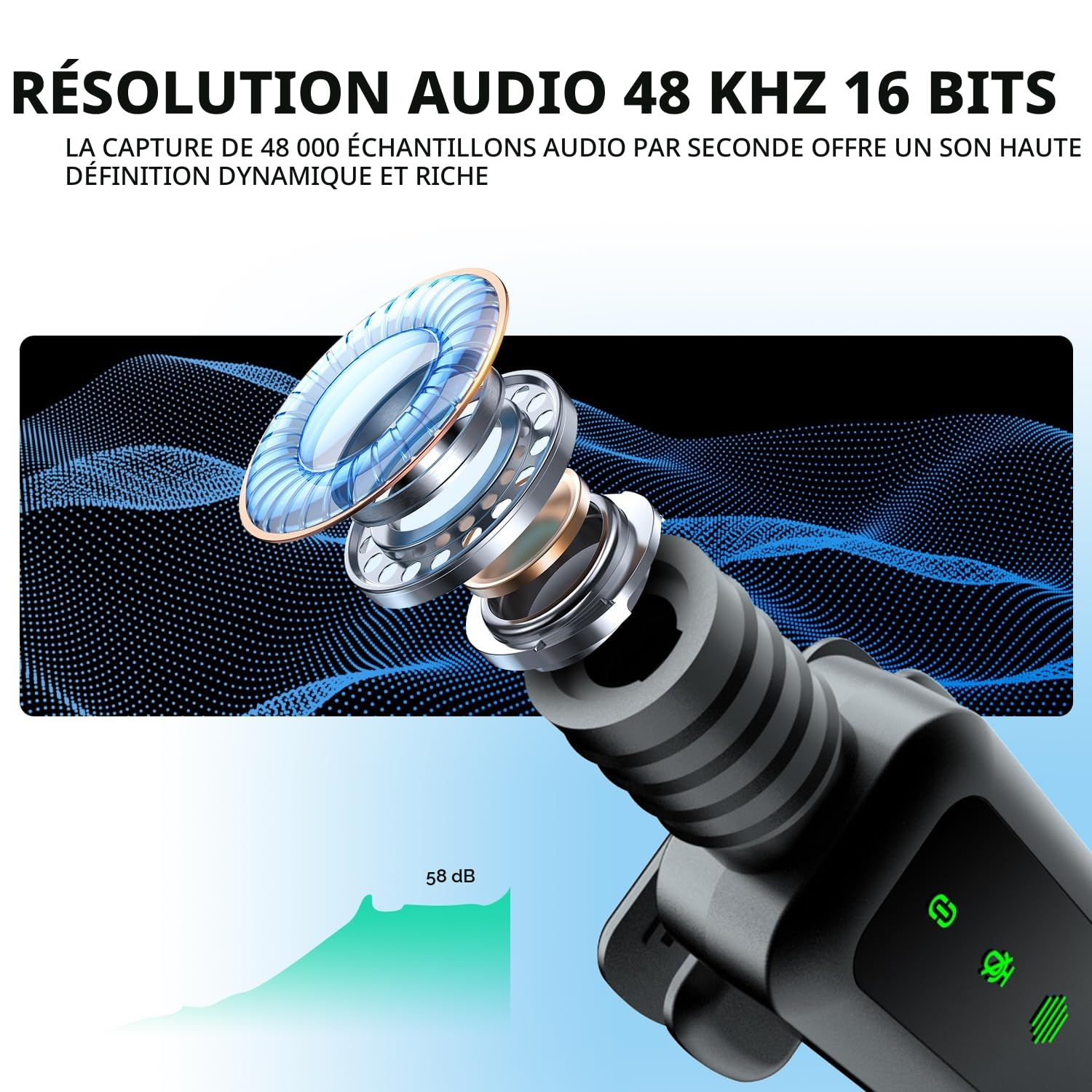 Microphone Lavalier sans fil avec affichage LED, microphone Lavalier à clip avec réduction du bruit pour enregistrement vidéo, Tiktok, Youtube, créateur de contenu de podcast Vlog (noir)