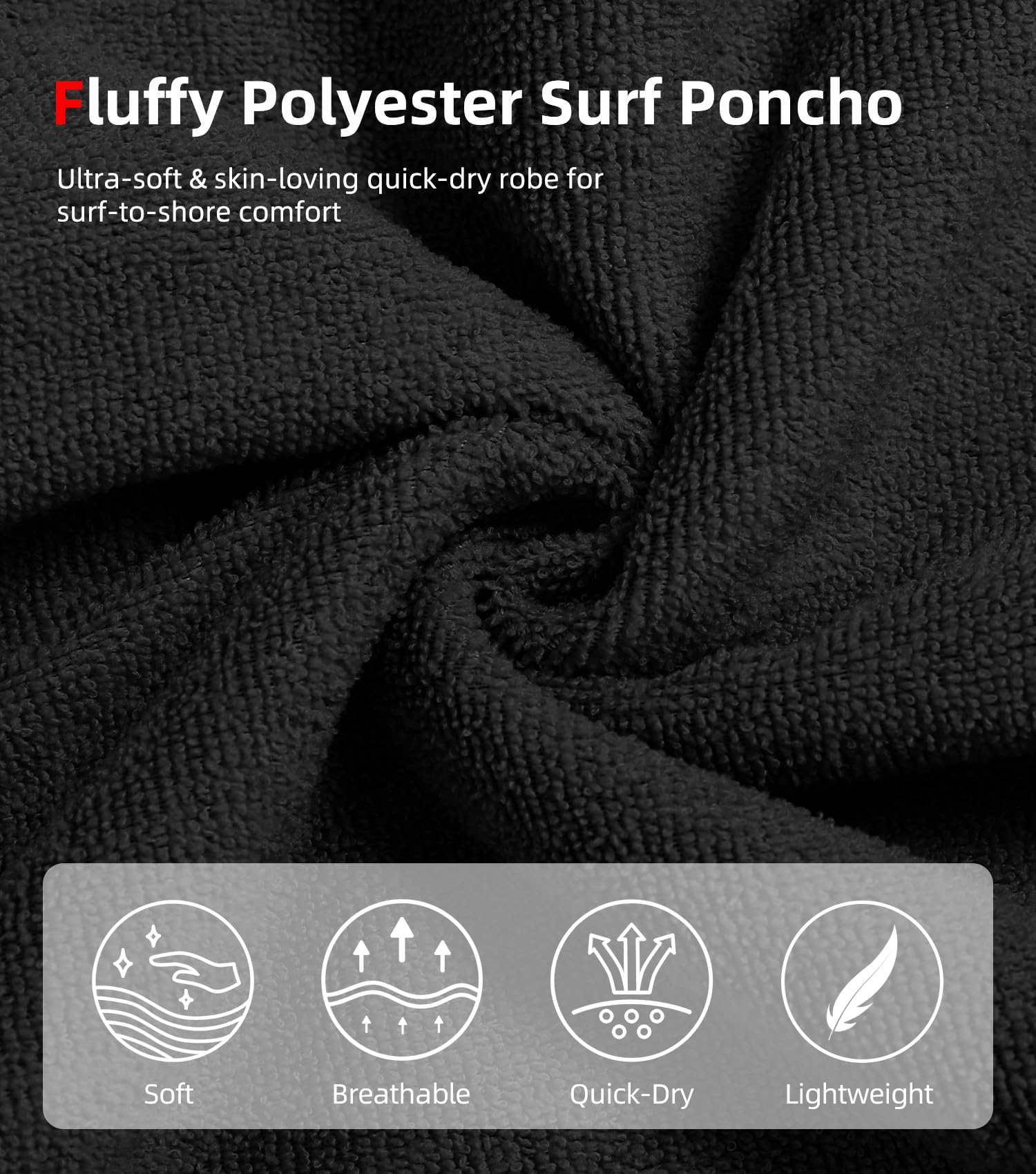 Abahub Poncho de Surf con Capucha de Microfibra,Poncho de Baño para Hombre y Mujer,Poncho Toalla para Cambiarse,Absorbente, Ligero y de Secado Rápido,Ideal para Playa, Piscina, Surf, Ducha y Casa,L
